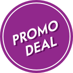 Icon of purple logo bubble with white writing saying Promo Deal.