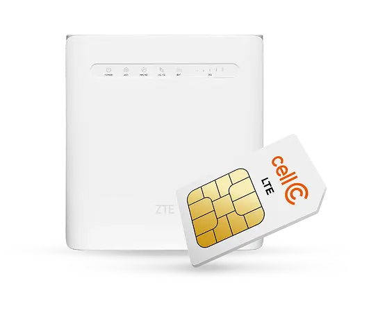 Cell C LTE Fixed Wi-Fi router and SIM card for easy wireless internet access