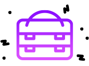 Illustration of briefcase in purple outline indicating work.