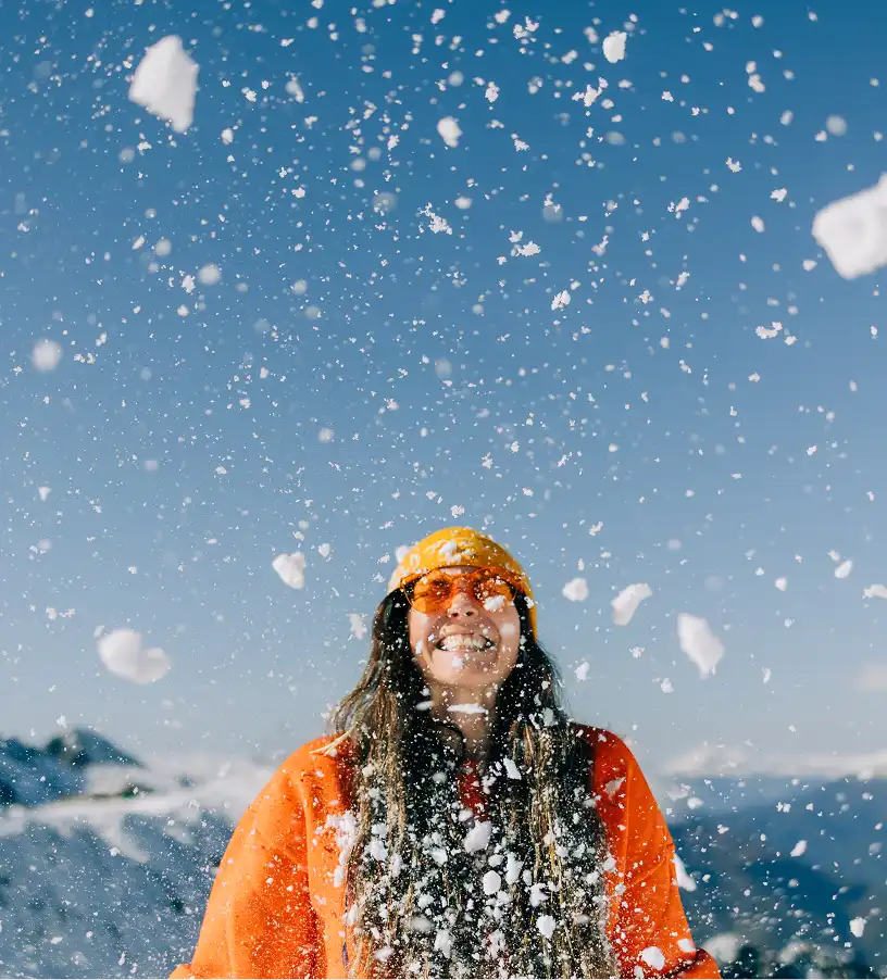 Traveller enjoying snow abroad